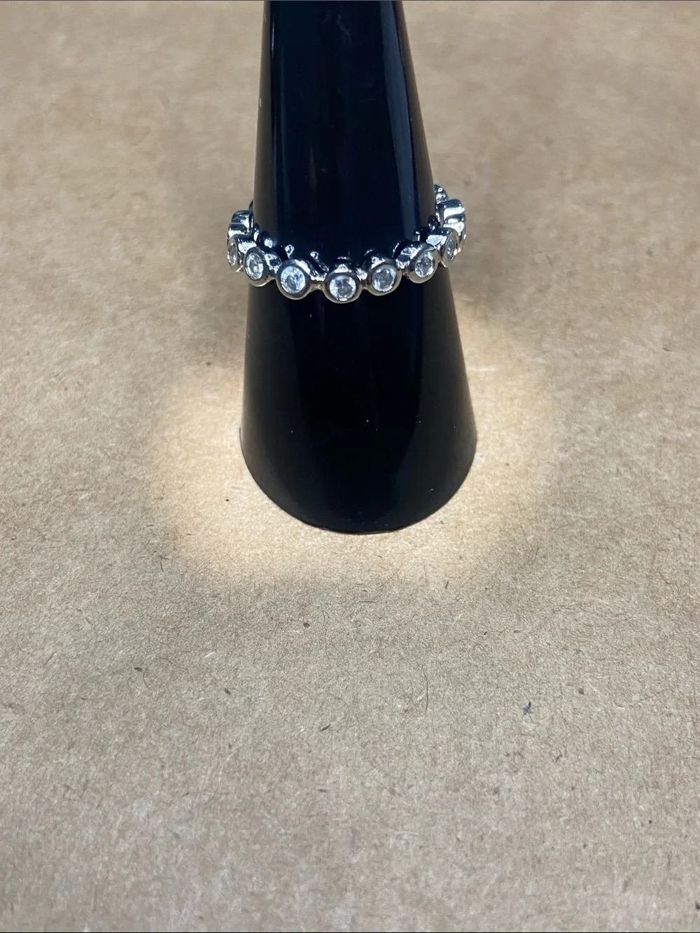 Sterling Silver Crystal Bezel-Set Eternity Band - size 7.5